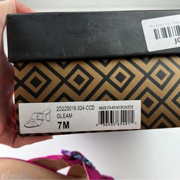 Charles David Sandal womens size 7 Pink Buckle Gleam Slide Sandal - Picture 14 of 15